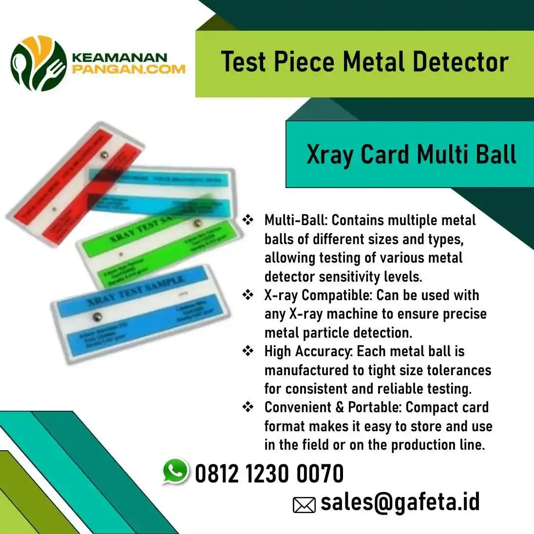 Operational Test Piece Xray Card Multi Ball: 2-100 Ball Matrix Ferrous, SS0136, Rubber